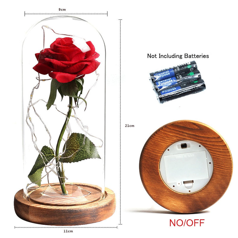 Artificial Flowers Beauty and the Beast Eternal Rose in Glass Cover Valentine