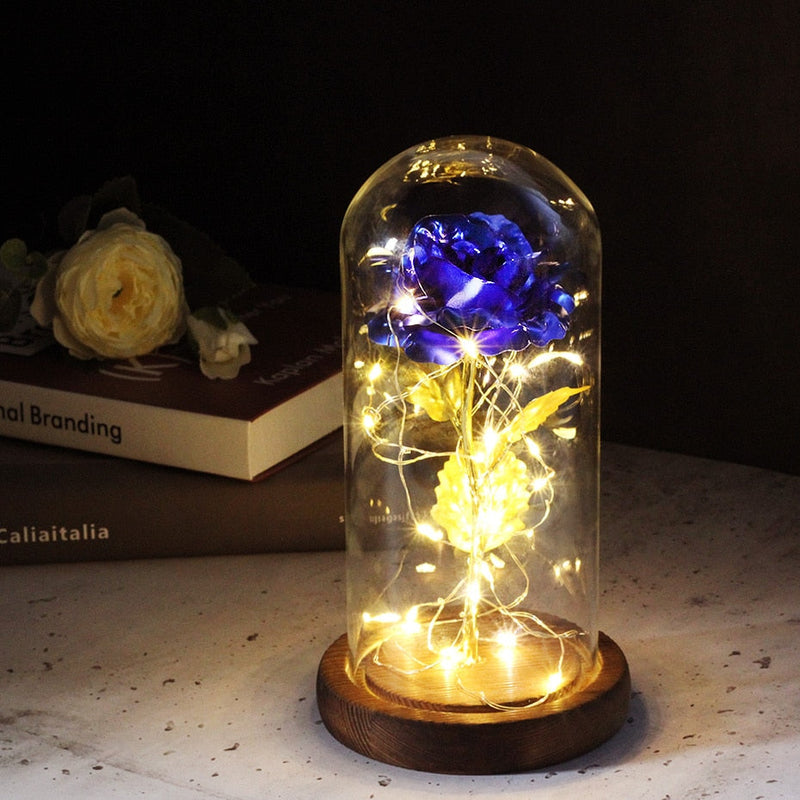 Artificial Flowers Beauty and the Beast Eternal Rose in Glass Cover Valentine