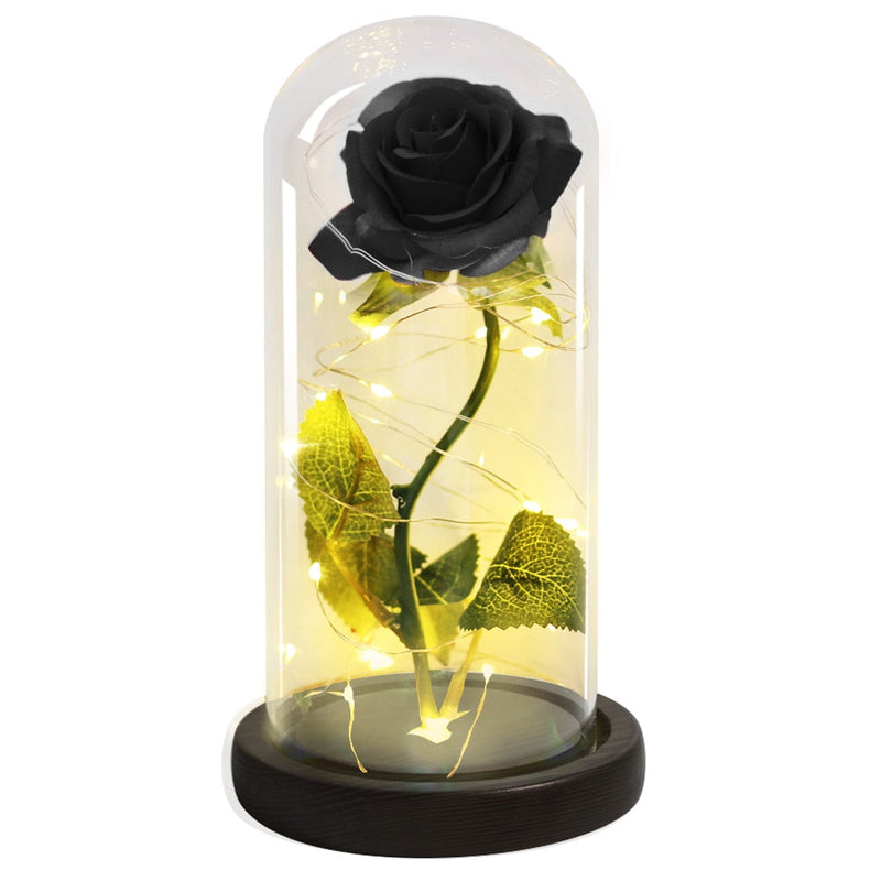 Artificial Flowers Beauty and the Beast Eternal Rose in Glass Cover Valentine